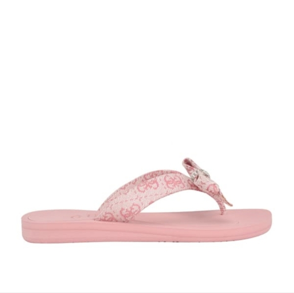 Women's Pink Tuta Low Embellished Bow Molded Flip Flops Size 5 - Picture 4 of 7